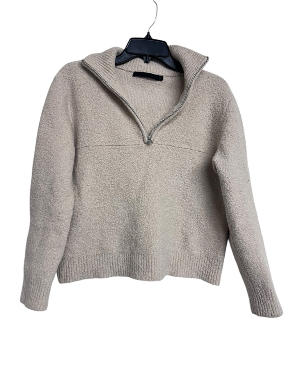 Jenni Kayne Beige Sand Merino Wool Half Zip Pullover Sweatshirt Medium - Picture 2 of 9